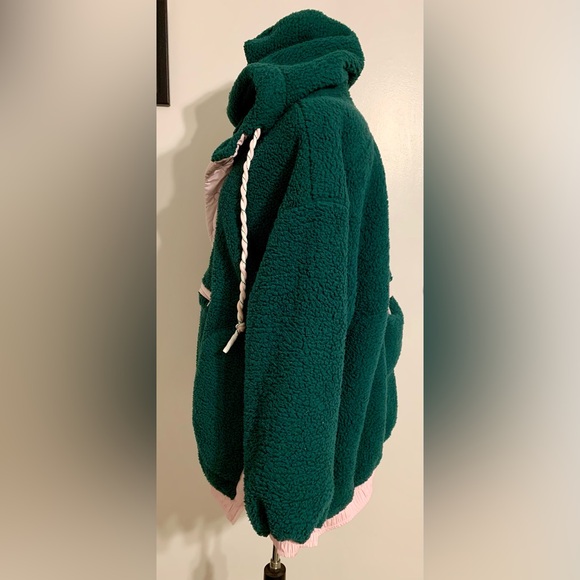 Sherpa oversized hoodie jacket frostbite fleece pullover 1/4 zip button up - Picture 13 of 16